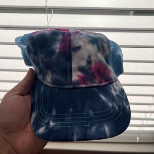 C.C high pony tie dye trucker hat